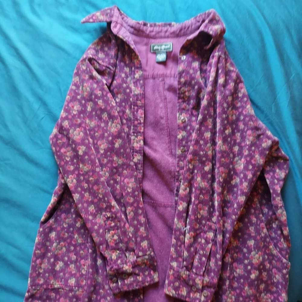 Floral Print Corduroy Dress